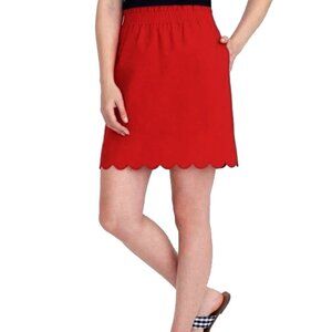 Scalloped J.Crew Linen Skirt - Red - Size 2